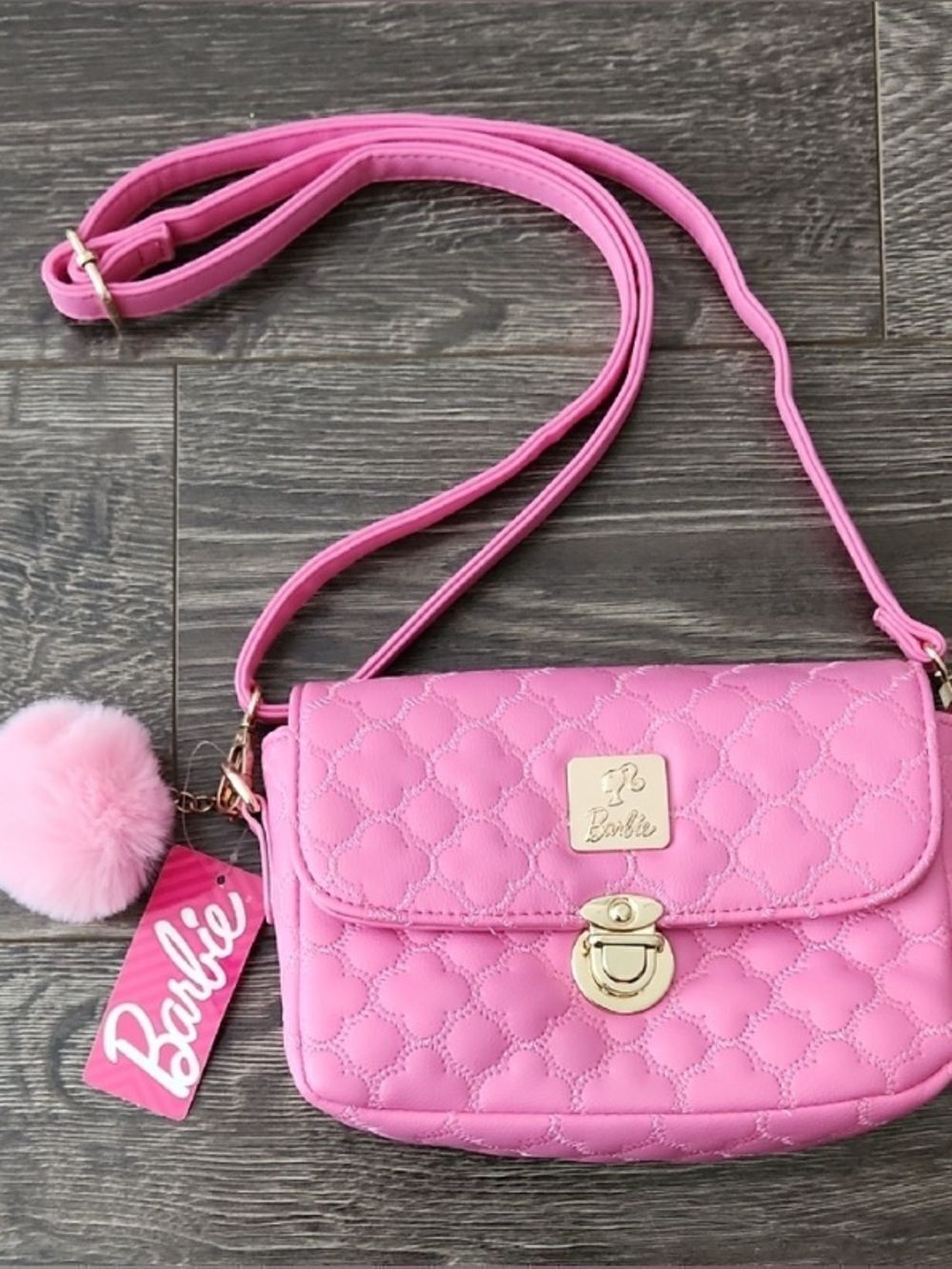 🛍️Barbie Pink Quilted Crossbody Bag with Pom Pom BNWT
